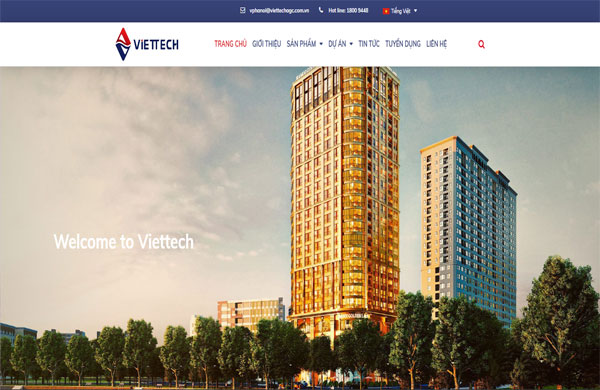 mẫu thiết kế website nhôm kính hiện đại